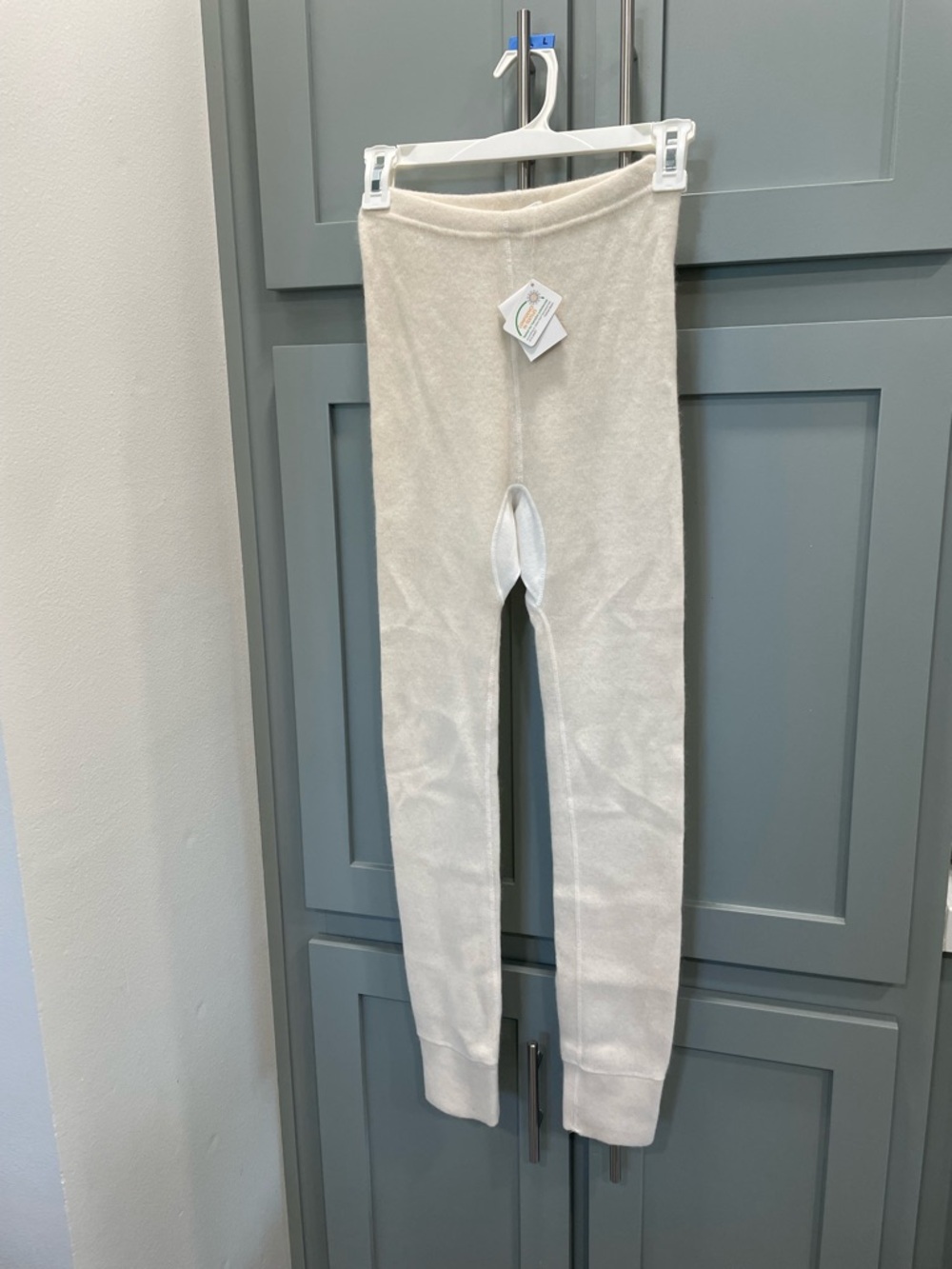 Cream cashmere Thermal Leggings angora wool with Elastic Waistband
